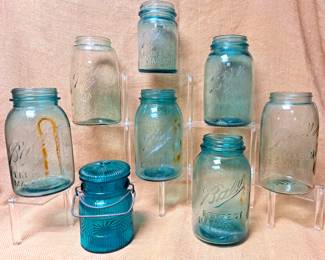 BLUE CANNING JARS BALL MASON LOT