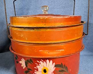 ANTIQUE METAL CAKE LUNCH PALE STACKING