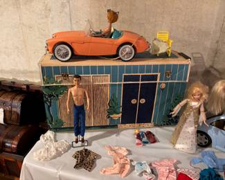 Vintage Barbie- Car & Dreamhouse  & Vintage Doll Clothes