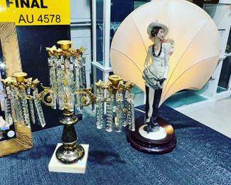 Vintage Candelabra and Giuseppe Armani Lamp Orlando Estate Auction