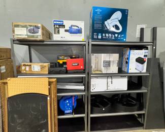 Garage Shelves, Tools and New in Box Merchandise Orlando Estate Auction