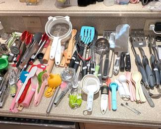 Large Assortment of Kitchen Utensils. 