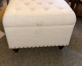 Ivory Nail Trim Ottoman- OPENS
