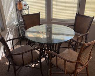 Glass & Wicker Table