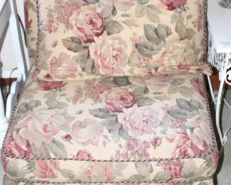 Floral print chair.