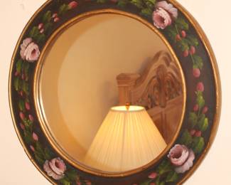 Round mirror, beautifully framed.