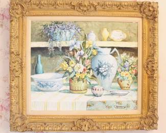 Nicely framed oil painting by C. Rosemary.