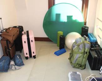 Luggage, workout gear.