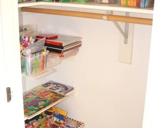 Childrens' puzzles and art supplies.