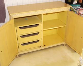 BUY IT NOW!         $75.00.        Thayer painted dresser-wardrobe. 3 drawers-2 shelves. 45" W x 17"D x 36" H.