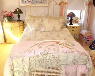 BUY IT NOW! $195.00. Full size antique iron bed frame. 54" x 75"  w/mattress & box spring (newer-linenspa).