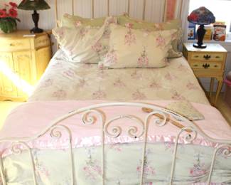 BUY IT NOW! $195.00. Full size antique iron bed frame. 54" x 75"  w/mattress & box spring (newer-linenspa).