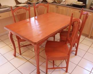 BUY IT NOW! $195.00. Painted table w/4 chairs.           60" L x 36" W x 31.5" H.