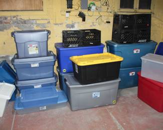 Variety of storage tubs, containers.