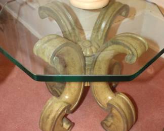 Glass top table.