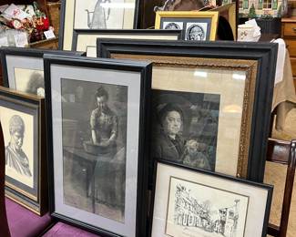 Lot 125: The Perfect Gallery Wall: Ten Pieces of Framed Art including signed originals & prints, plus an antique engraving
