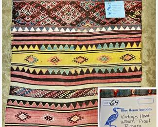 Lot 64; Vintage Hand Woven Tribal Runner 