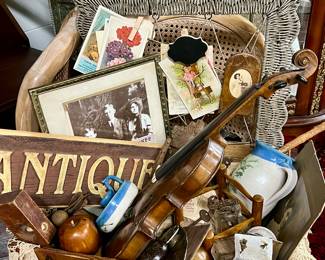 Lot 136: Antiquers Haul…one lot in a vintage wooden soap box