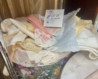 Lot 106: Basket full of vintage linens