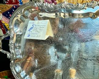 Lot 13; Large Footed/Handled Silver Plate Tray 