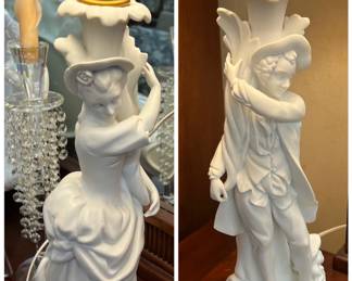 Lot 93: Pair of Bisque Figural Lamps