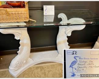 Lot 52: Vintage Koi Console Table (possibly Maitland Smith) 