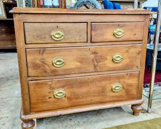 Lot 111: Antique four drawer chest
