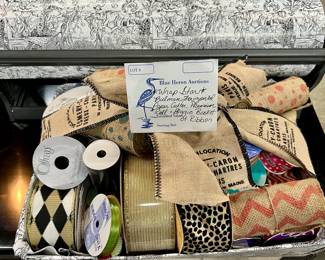 Lot 81: Bulman Horizontal Paper Cutter, large roll of premium paper and a big box of ribbon