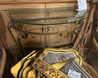 Lot 88: Iron and Glass Demilune table
