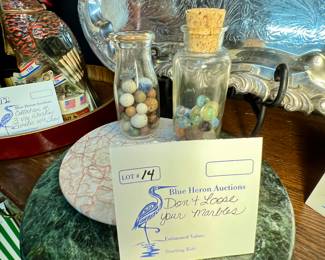 Lot 14: Vintage Toy Marbles, Marble Trivets, Etc. 