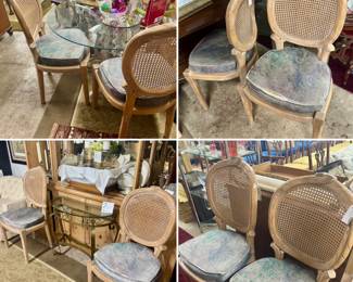 Lot 112: CHOICE! 4 Pairs of faux bois caned baloon back chairs. Starting Bid only $20