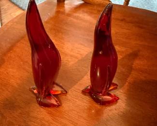 MCM Viking Glass Penguin Amberina Red Orange