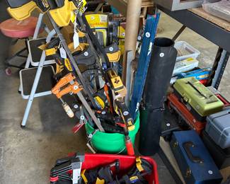 You’re looking at three giant totes and buckets filled with vices of every possible size and configuration