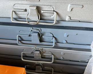 Here is another set of gray drawers. These ones are filled with all kinds of small precision, nuts, and bolts.