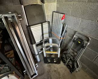 Ladders, hand trucks, ETC! The garage is stuffed with treasures!