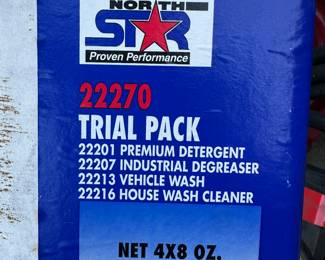We have a MINT CONDITION - RUNS PERFECTLY - NORTH STAR POWER WASHER WITH A BRIGGS AND STRATTON ENGINE! This is a small case of cleaning solution for it!