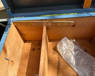 This is the interior of the blue ice fishing sled seat