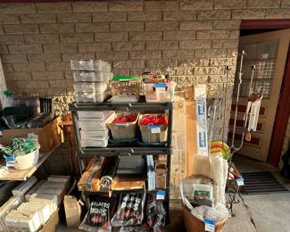 This rack is filled with nothing but gardening supplies from seed to table