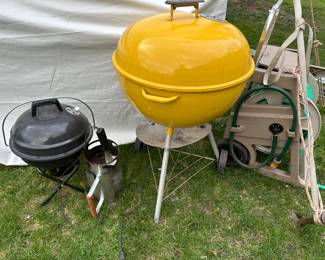Two WEBBER Grills! Daddy is Yellow, Son is black! Plus a charcoal charcoal and plug in charcoal lighter!