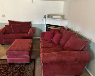 Loveseat, sofa, ottoman