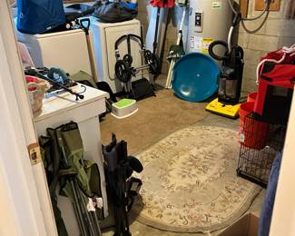 Vacuum, chairs, stroller, umbrellas