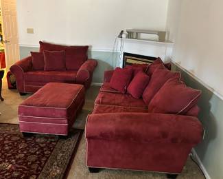 Loveseat, sofa, ottoman