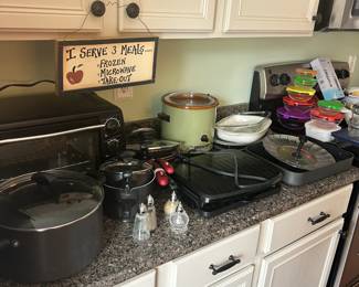 Pots, pans, crock pot, cookware