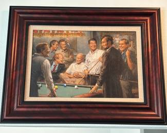 Awesome print, the presidents at the pool hall.