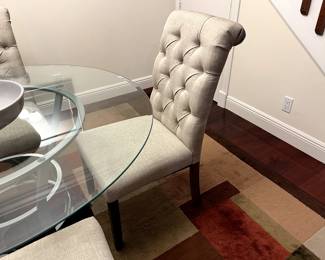 Dining room chair, rug
