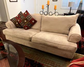 Sofa, rug, modern loop candle holder