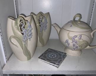Tea pot and floral vases