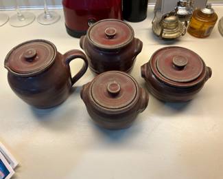 SWEET POTTERY JARS WITH LIDS.
