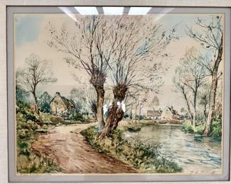 Signed print "Les Vieux" by Paul Emile Lecomte (1877-1950). Early 1900s piece of art.