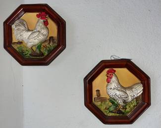Chalkware roosters 